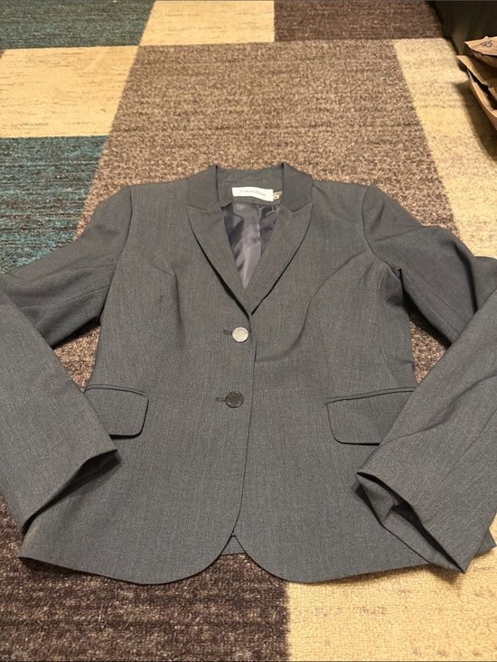 Calvin Klein Jackets & Blazers - Calvin Klein Women's Dark Gray Single-Breasted Blazer